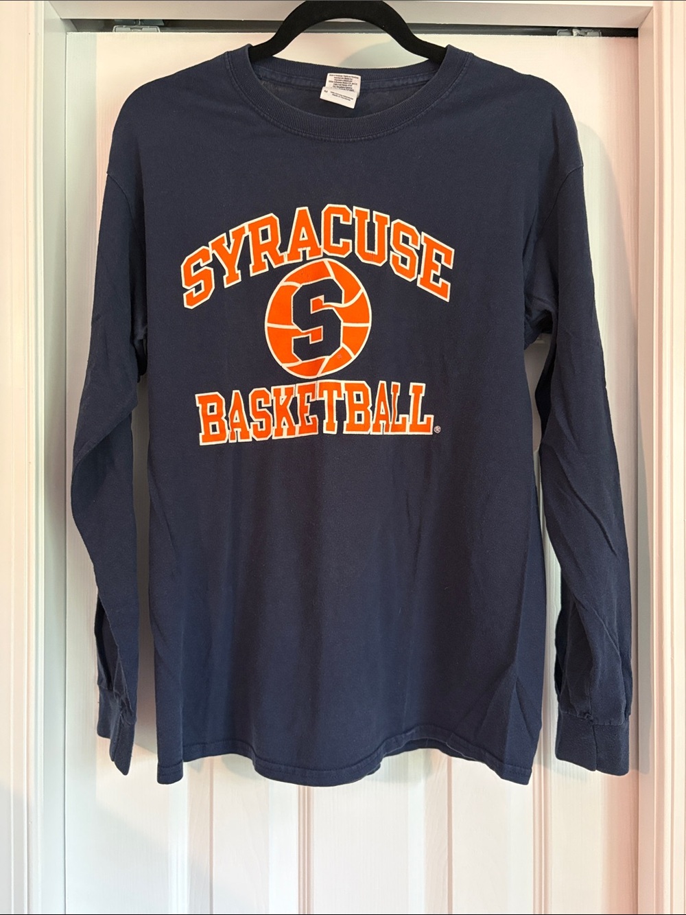 Gildan Navy Long-Sleeve Syracuse Basketball Tee with Orange Logo